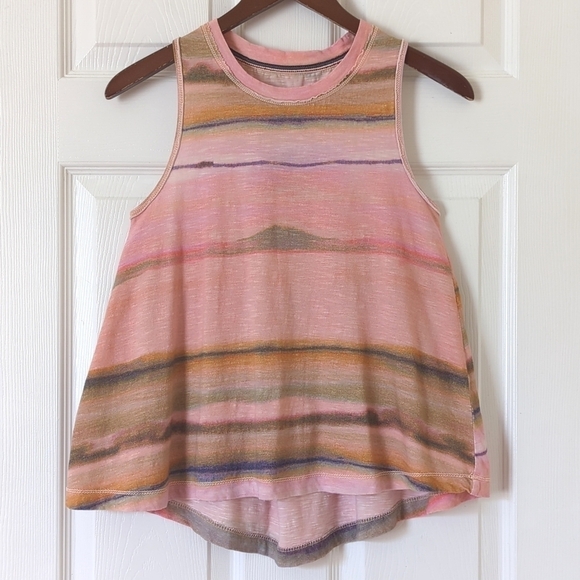 Pilcro Anthropologie Sunset Dyed Motif Twist Back Crewneck Tank Top Pink XS - Picture 1 of 9